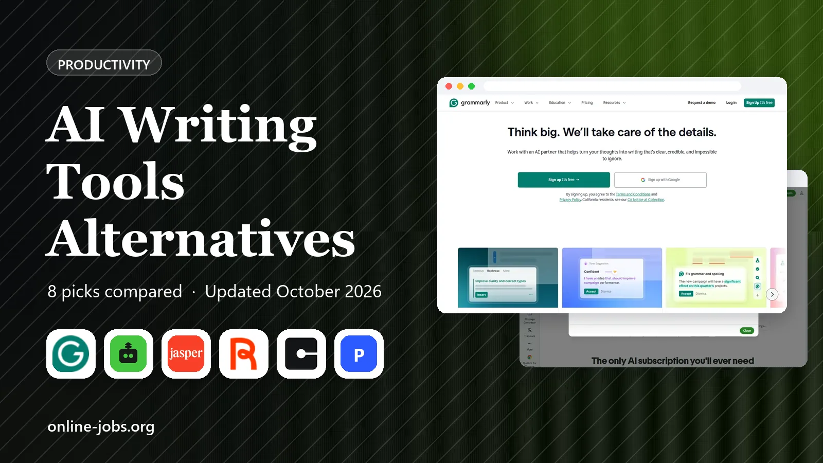 AI Writing Tools Alternatives in 2026: 8 Tools Compared