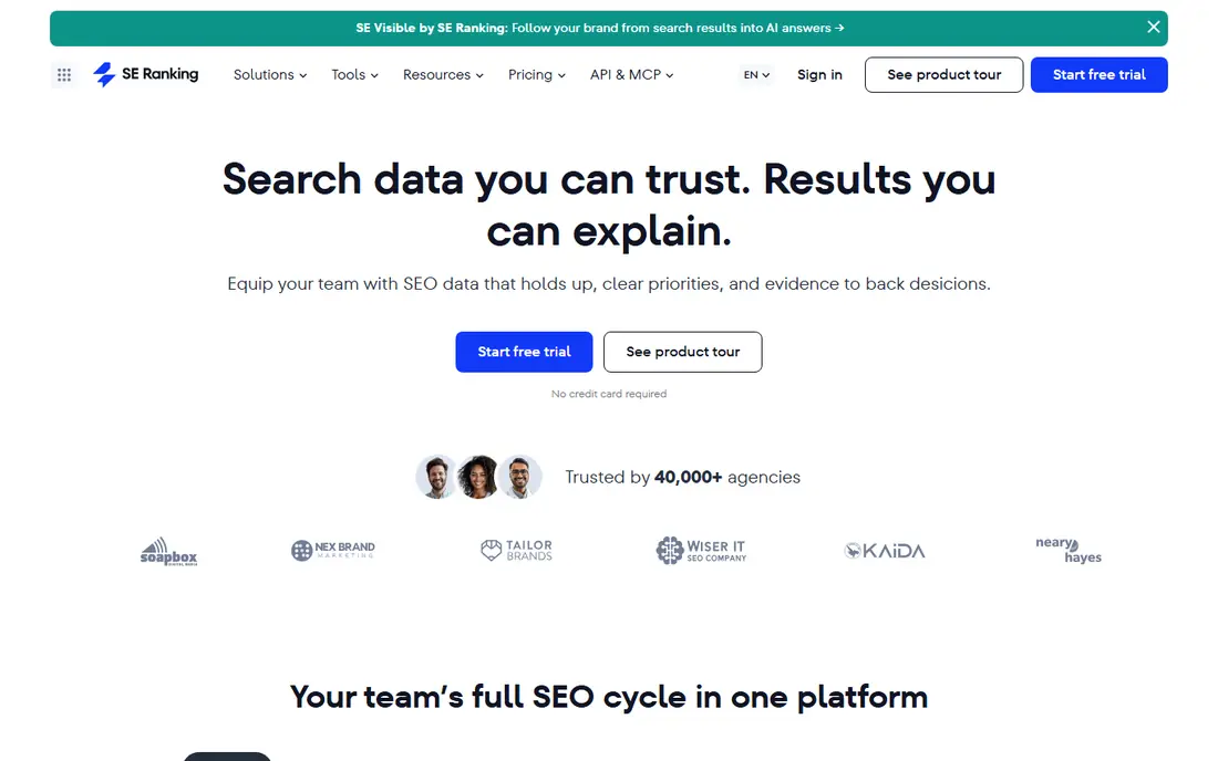 SE Ranking website