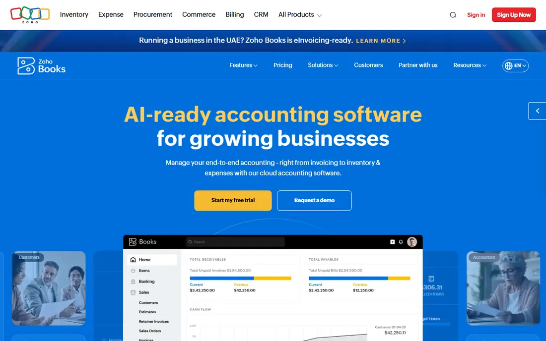 Zoho Books website
