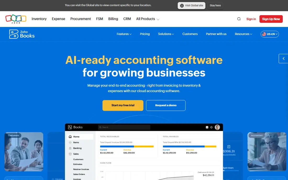 Zoho Books website