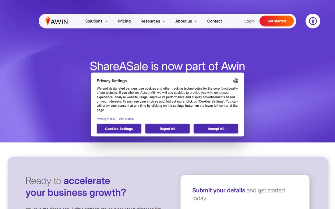ShareASale website
