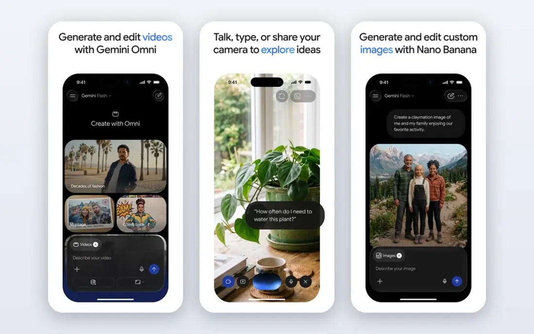 Gemini app screenshots