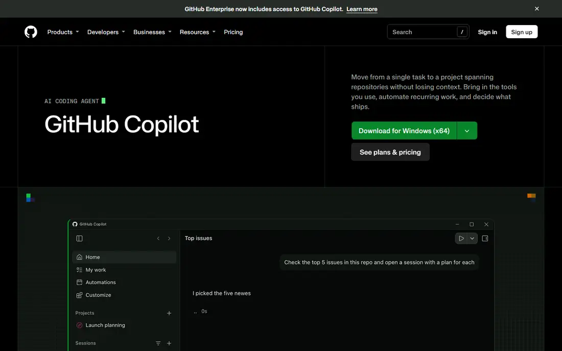 GitHub Copilot website