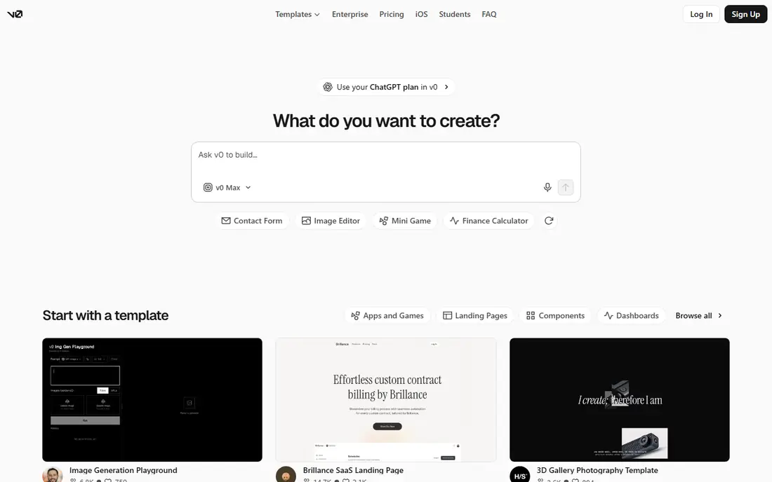 v0 website