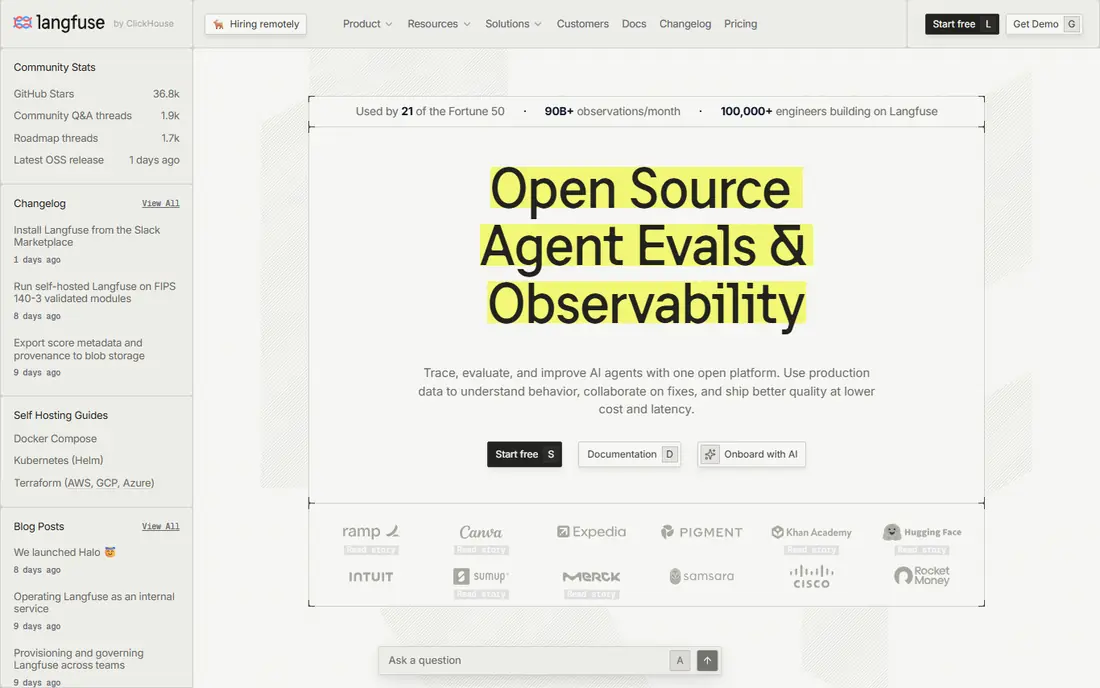 Langfuse website