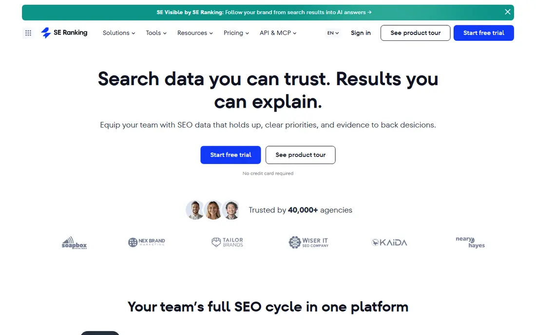 SE Ranking website