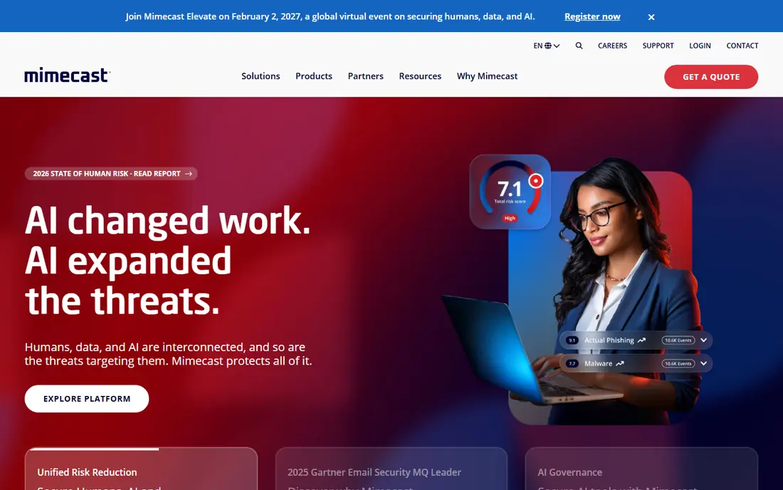 Mimecast Advanced Email Security website