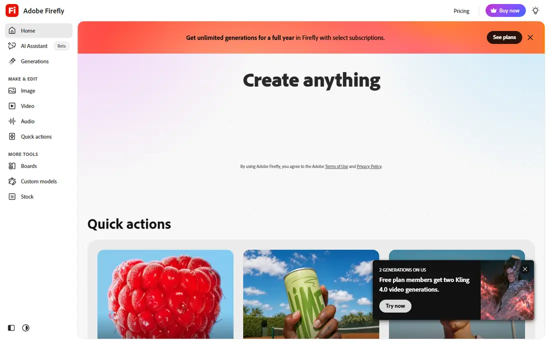 Adobe Firefly website