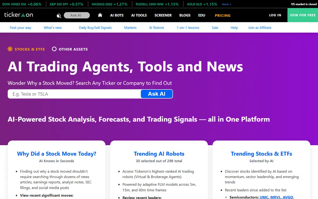 Tickeron website