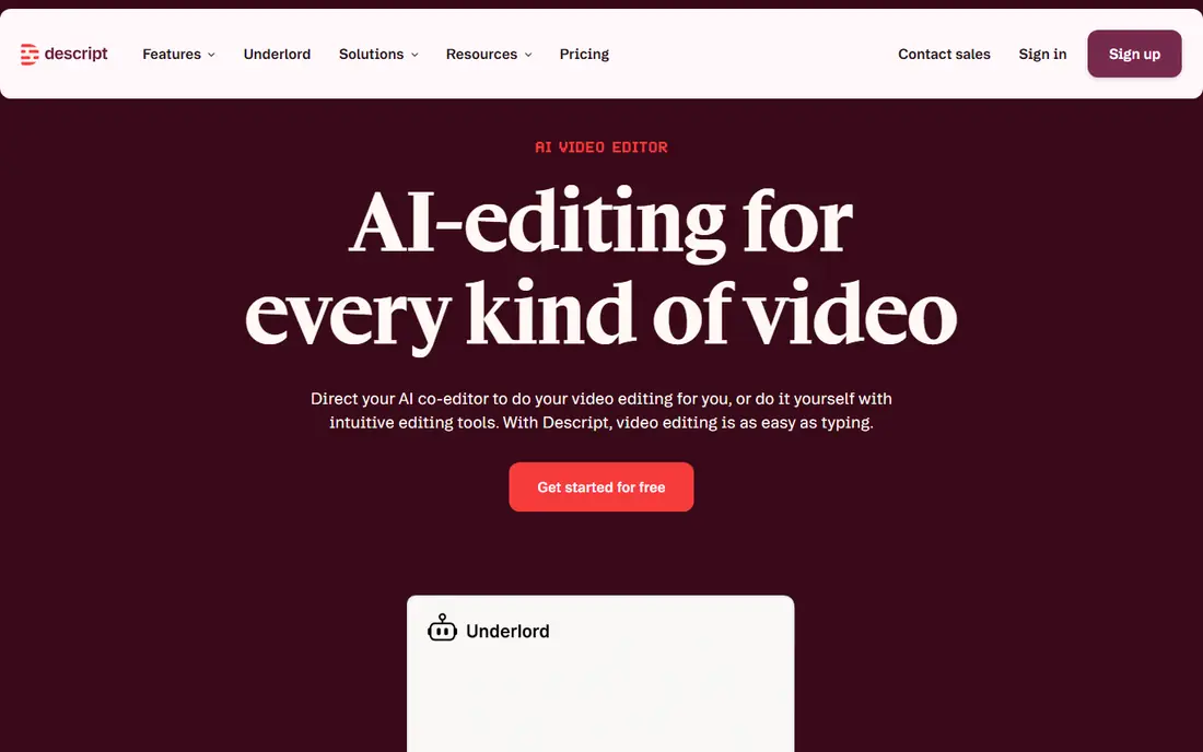 Descript website