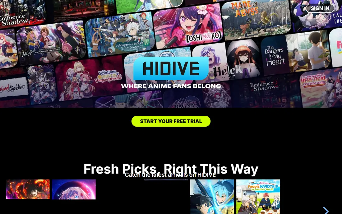 HIDIVE website