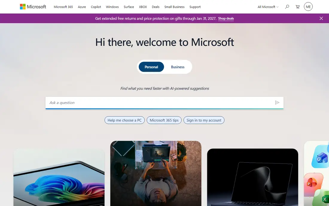 Microsoft Defender website