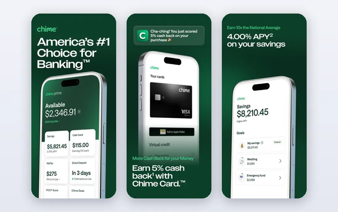 Chime app screenshots