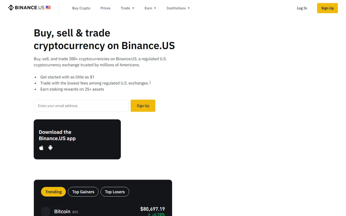 Binance.US website