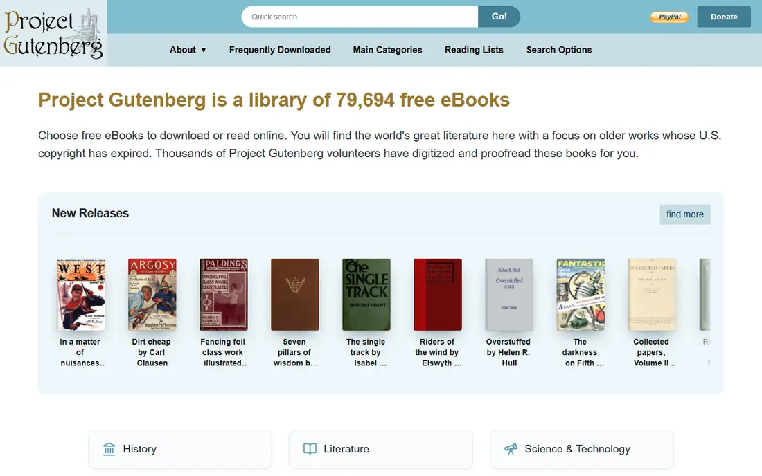 Project Gutenberg website