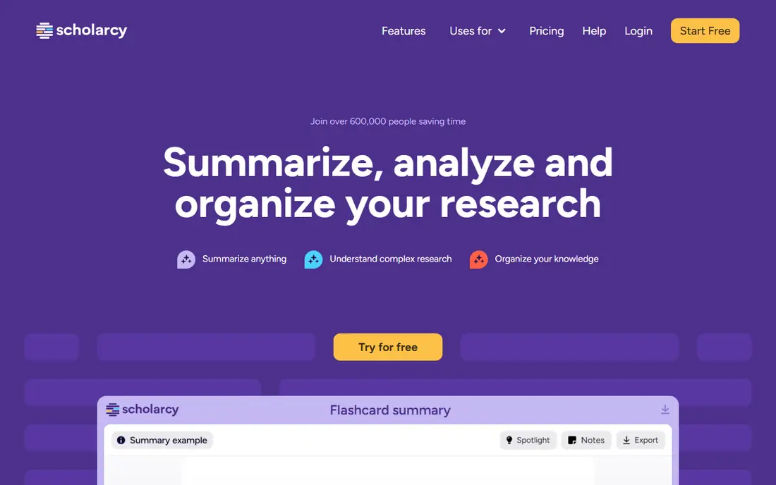Scholarcy website