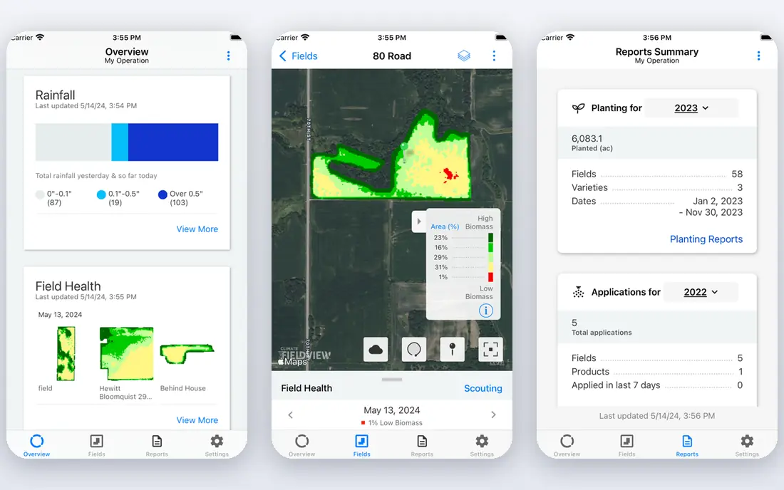 Climate FieldView app screenshots