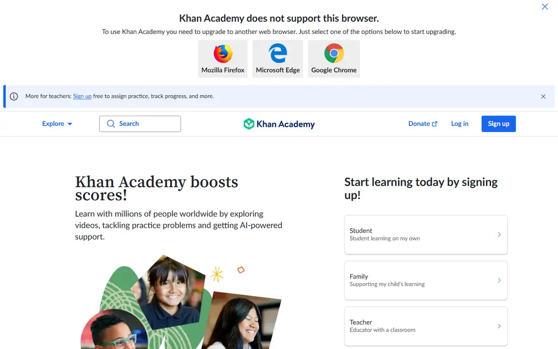 Khan Academy Kids website