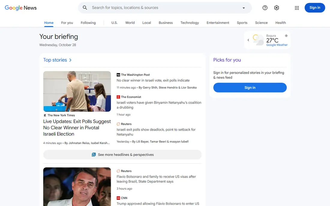 Google News website