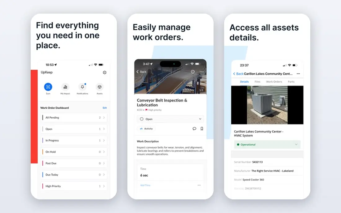 UpKeep app screenshots