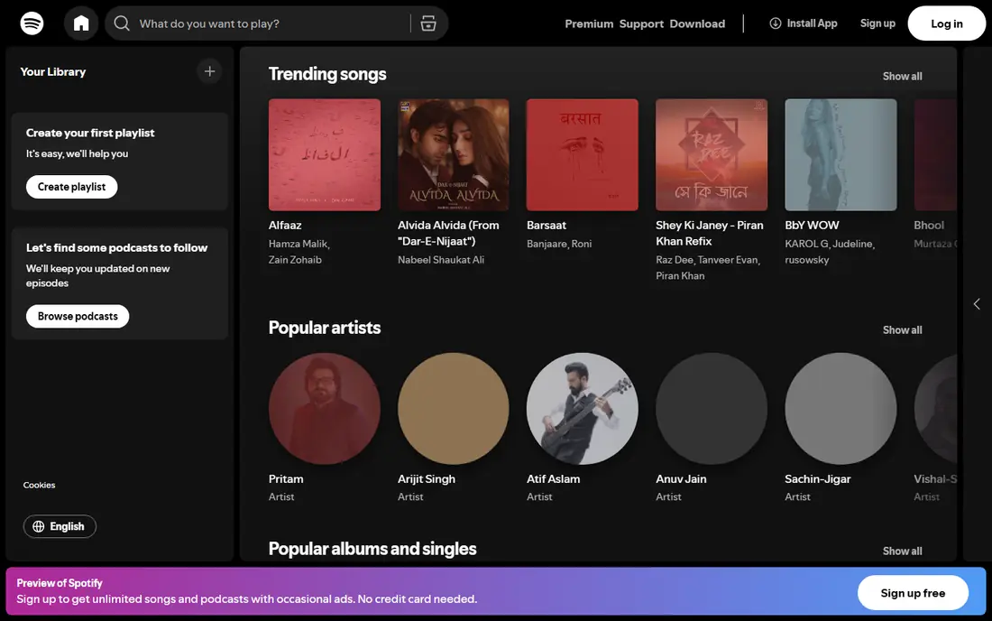 Spotify website