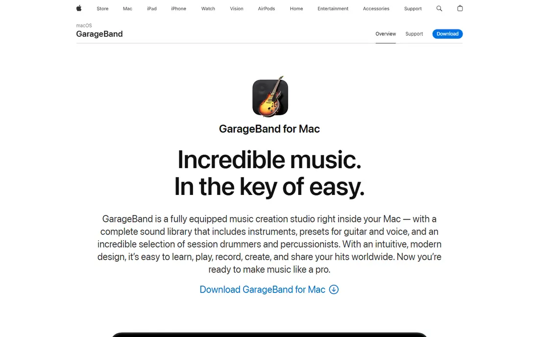 GarageBand website