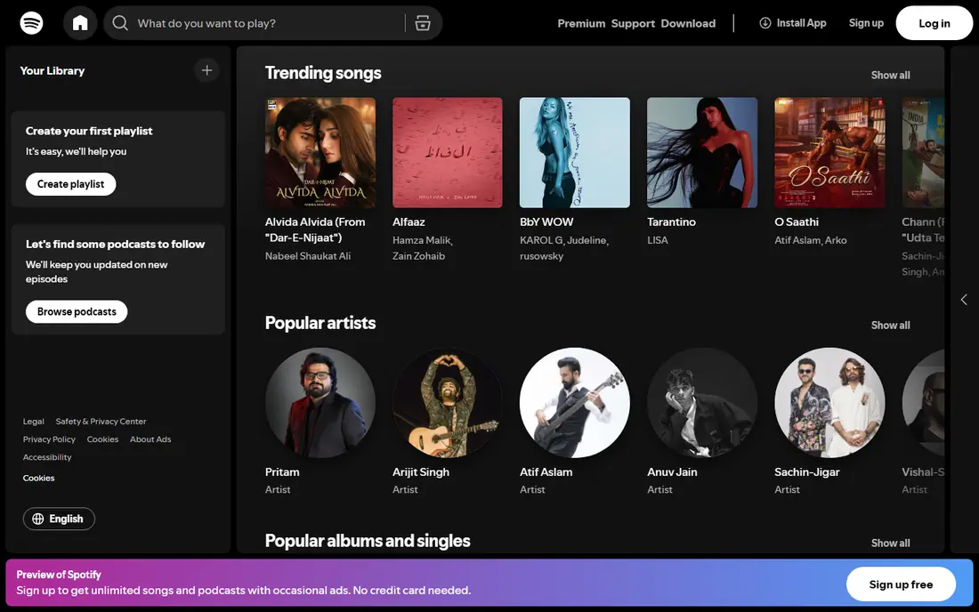 Spotify website