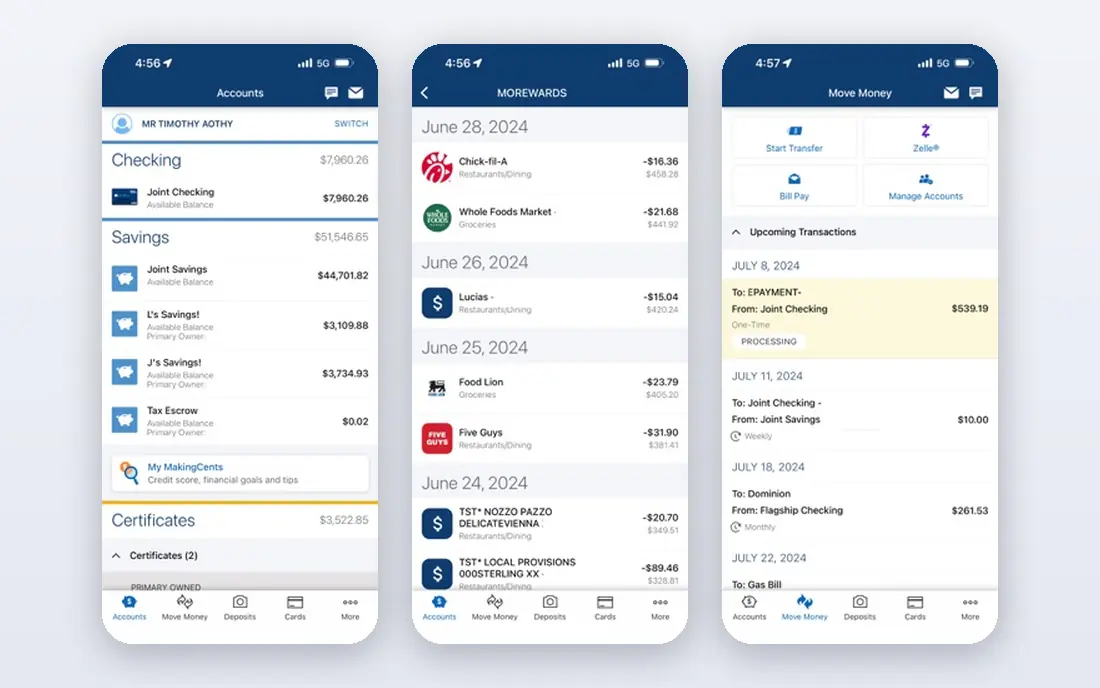 Navy Federal Credit Union app screenshots