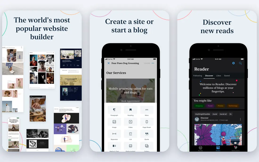 WordPress.com app screenshots