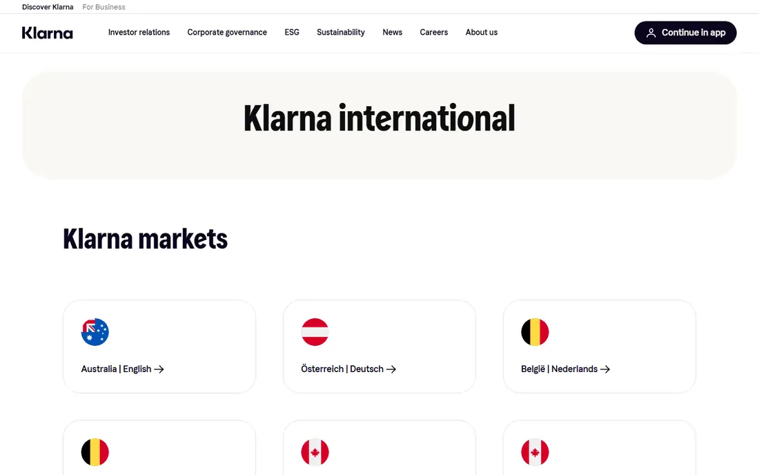 Klarna website