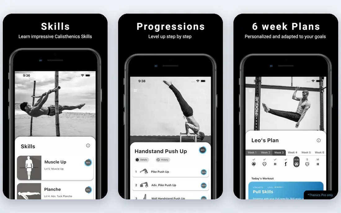 Thenics app screenshots