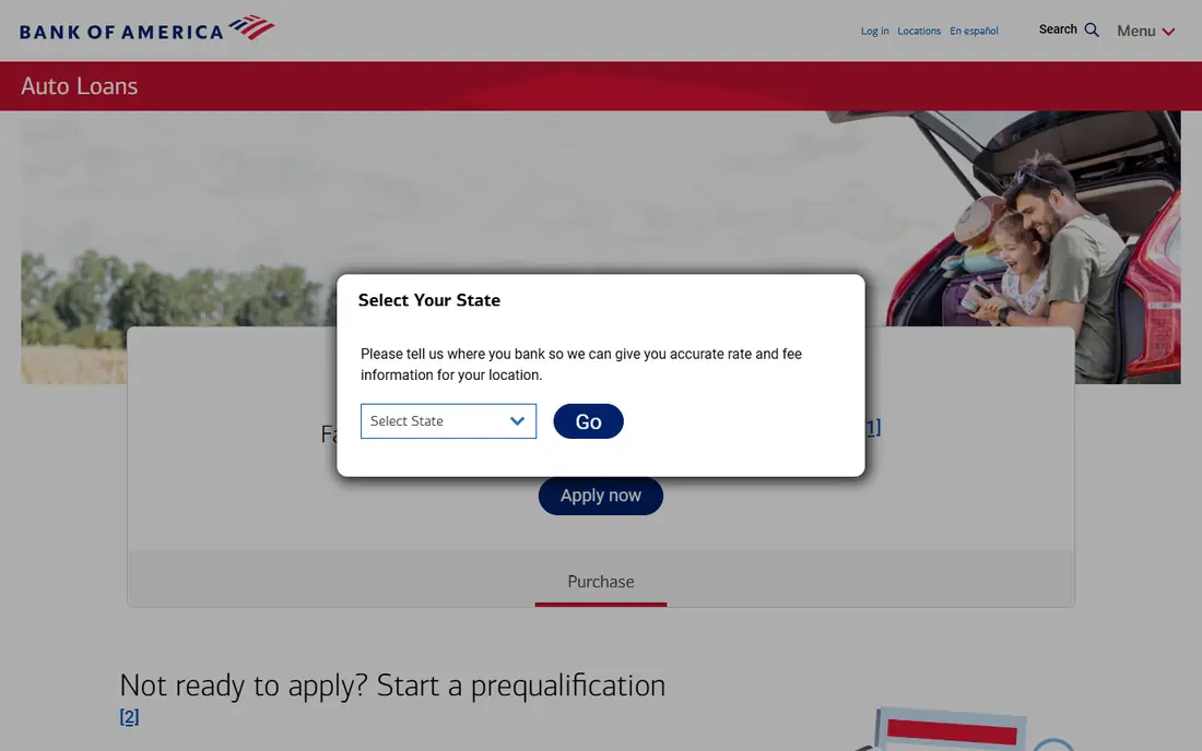 Bank of America website