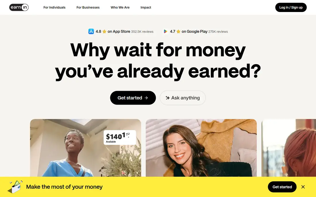 EarnIn website