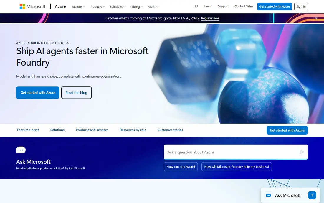 Microsoft Azure website
