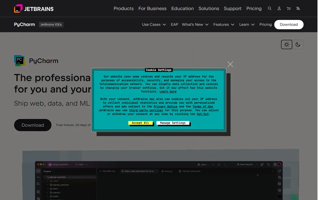 PyCharm website