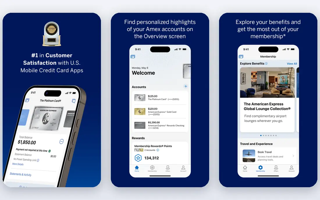 American Express app screenshots