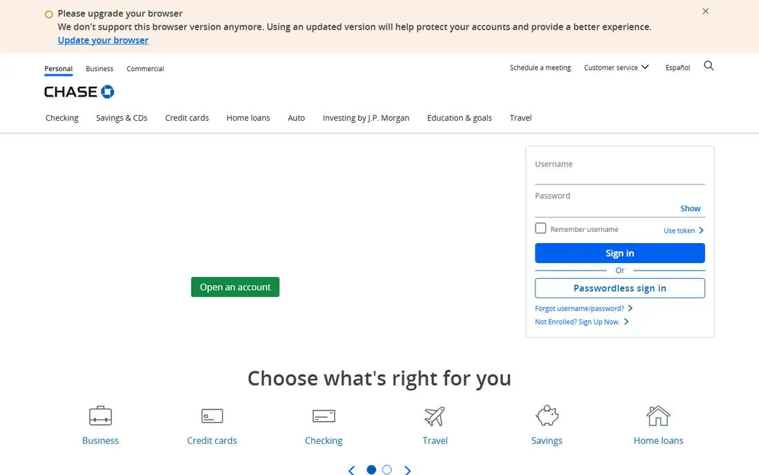Chase website
