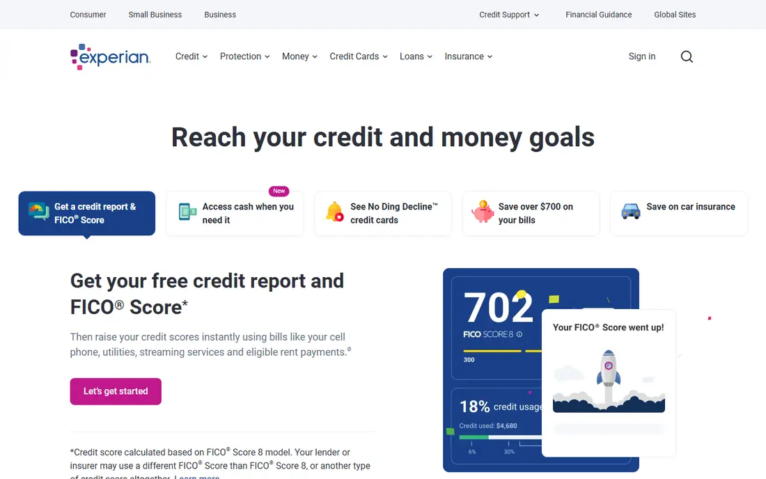 Experian website