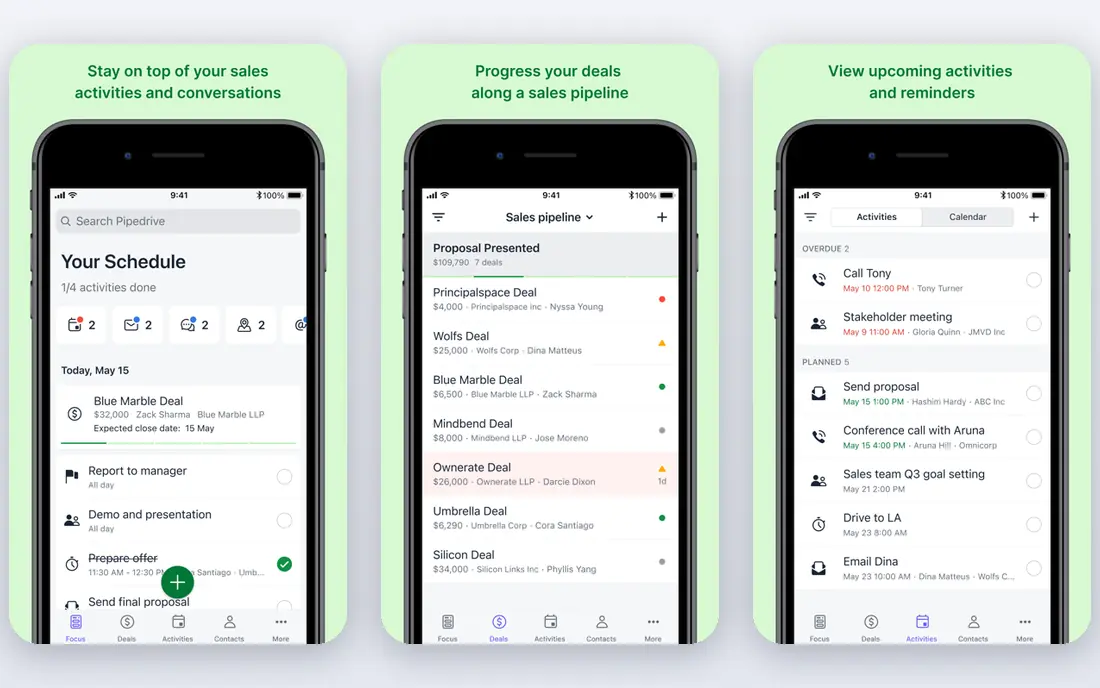 Pipedrive app screenshots