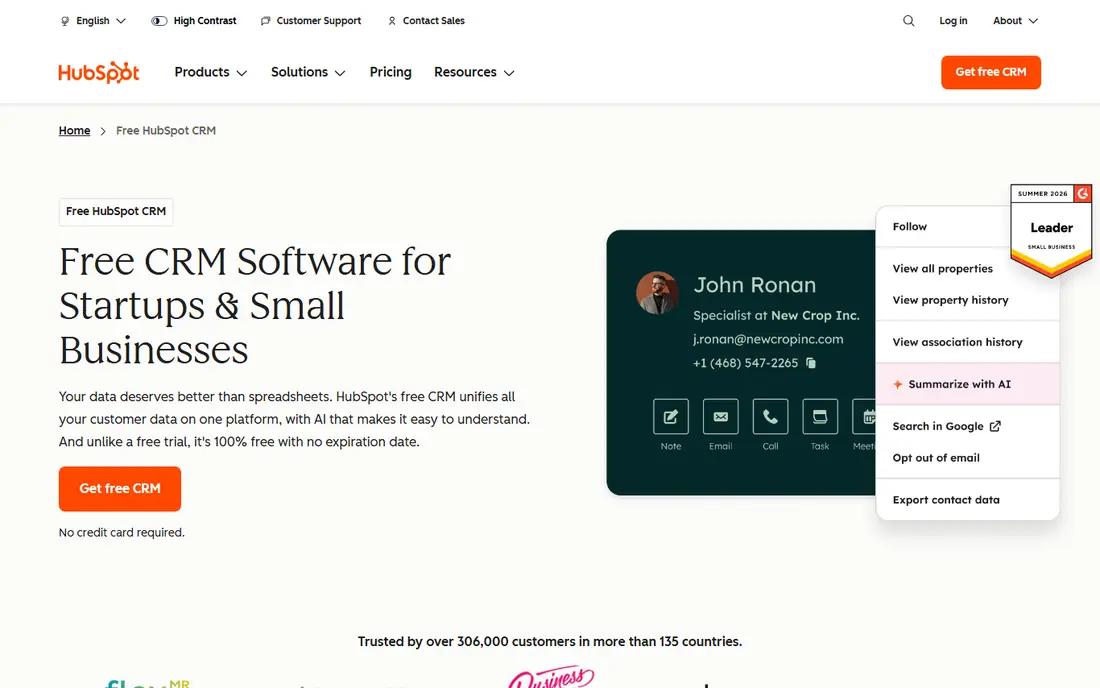 HubSpot CRM website