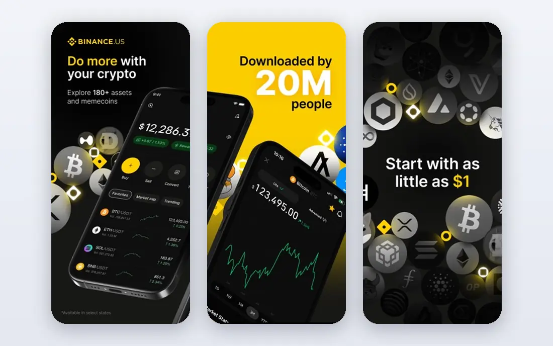 Binance app screenshots