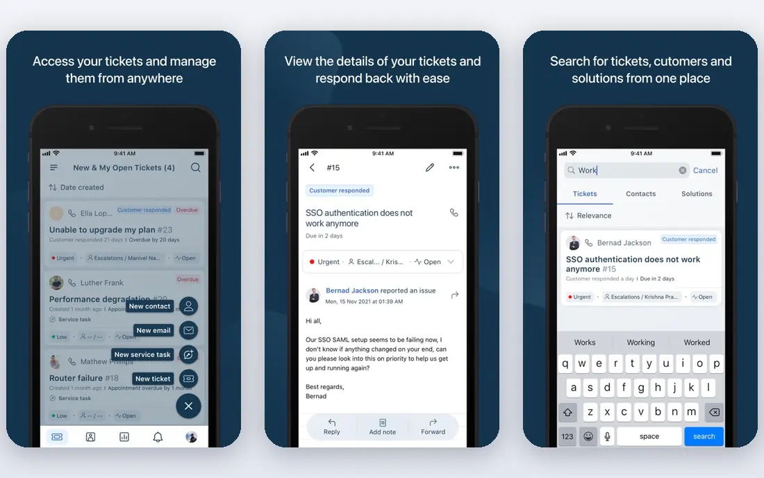 Freshdesk app screenshots