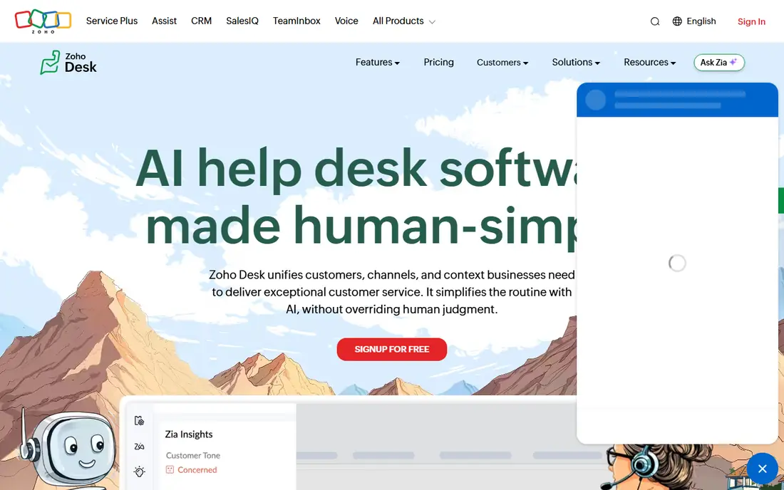 Zoho Desk website