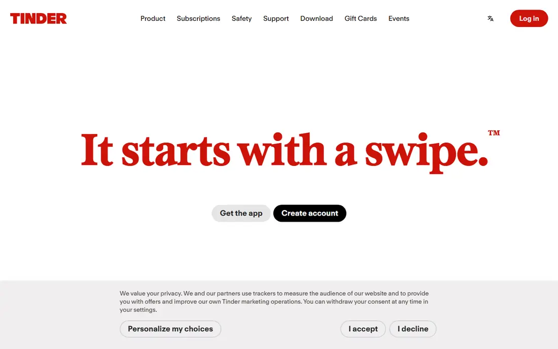 Tinder website