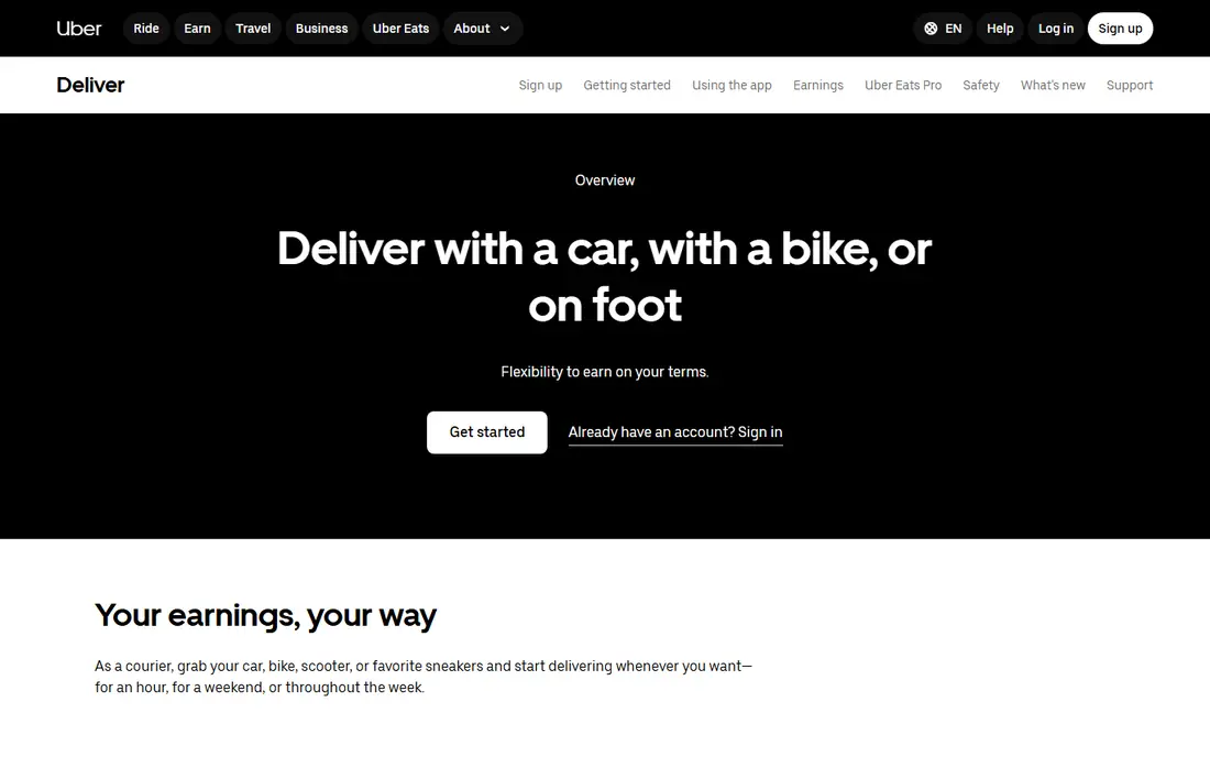 Uber Eats website