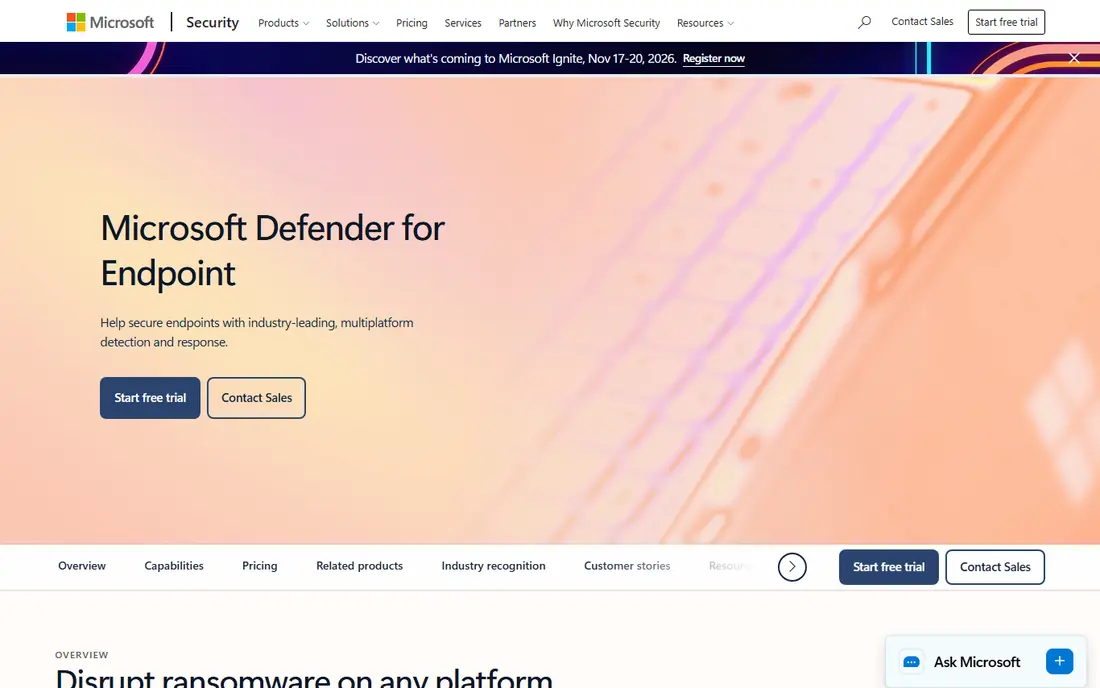 Microsoft Defender for Endpoint website