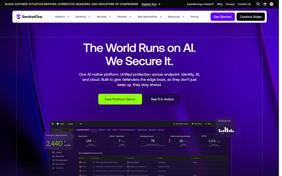 SentinelOne Singularity website