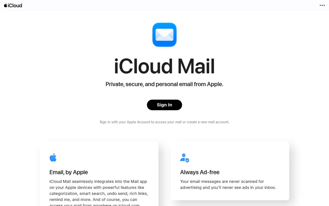 iCloud Mail website