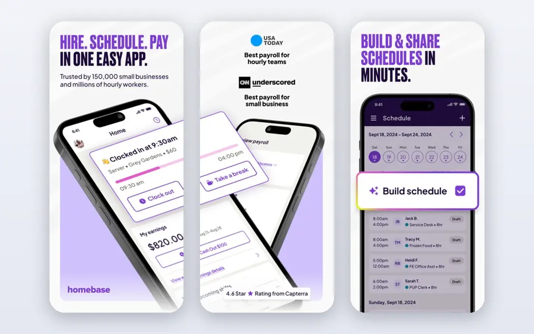 Homebase app screenshots