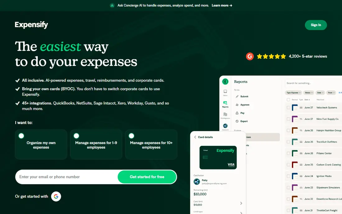 Expensify website